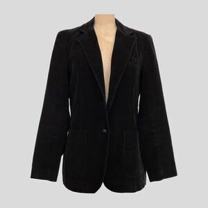 Vintage Kathy Davis Black Corduroy 100% Cotton Long Sleeve Blazer Jacket M